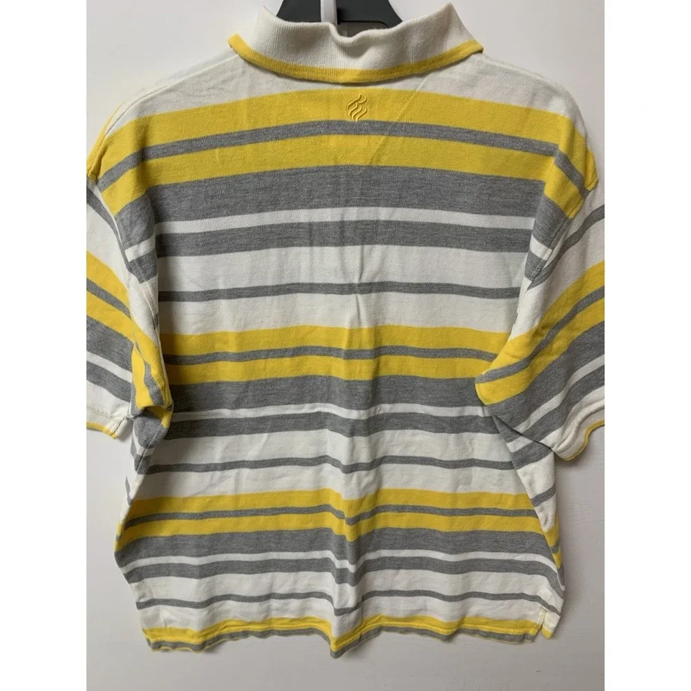 Vintage Y2K Rocawear Mens Striped Polo 2XL White Yellow Shirt Short Sleeve - Picture 7 of 10